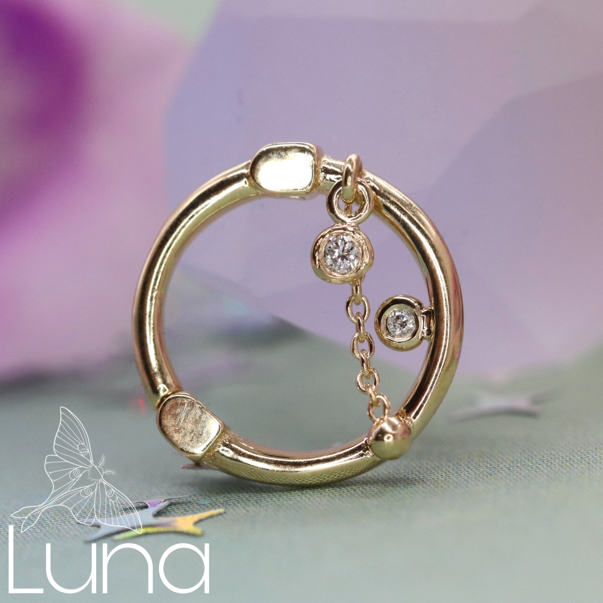 Runaway Dangle Daith Ring / Pupil Hall Luna Piercing and Fine Jewelry